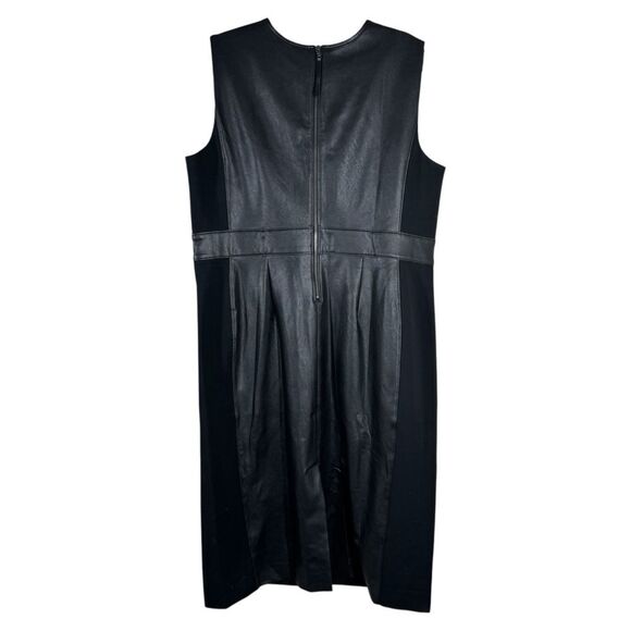 Spanx Women's Luxe Black Faux Leather Ponte Combo Sheath Dress Plus Size 1X - Picture 6 of 10